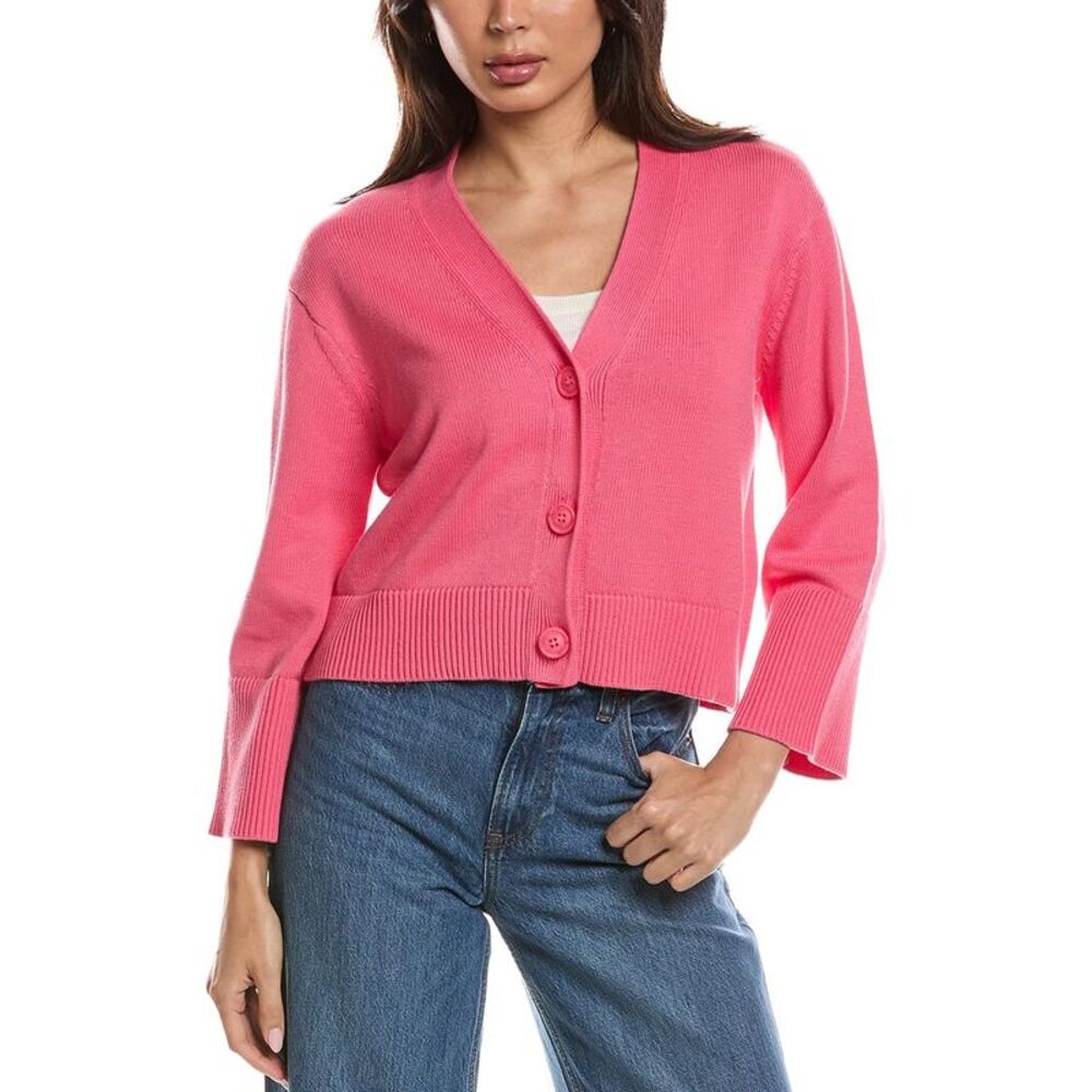 Forte Cashmere Womens  Wide Sleeve Cardigan, Pink